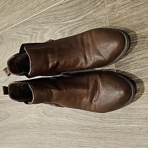 Brown leather ankle boots